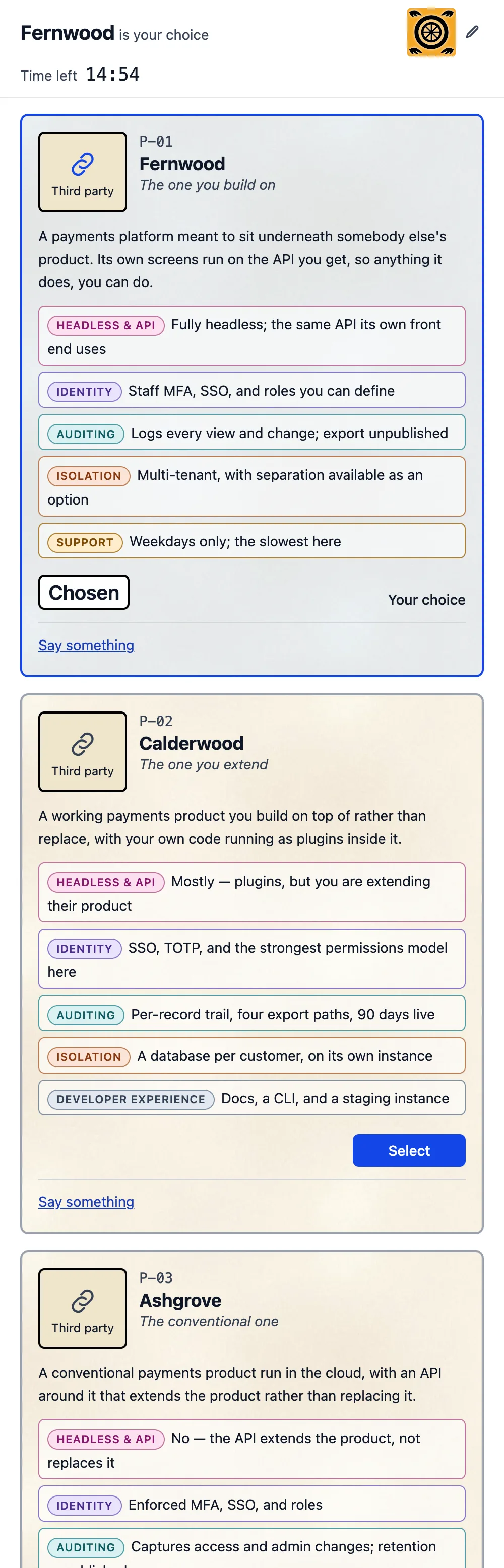 A phone showing the partner cards one after another down the screen.
